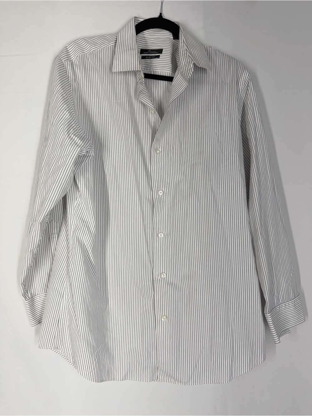 Marc Anthony White Dress Shirt with Gray Pinstripes